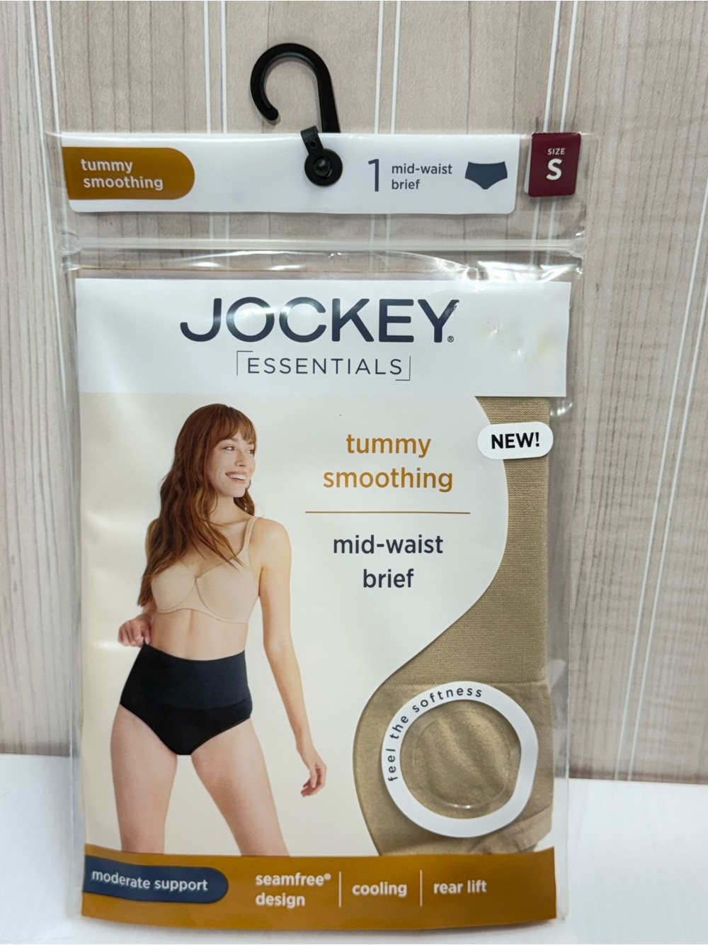 Jockey Essentials Tummy Smoothing Mid-Waist Briefs - Black & Beige